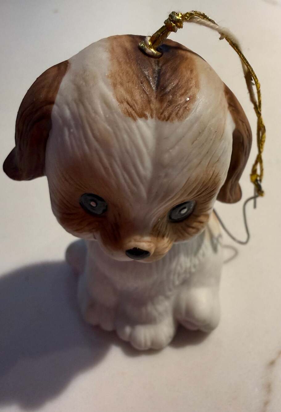Vintage Jasco L'il Chimers Bisque Porcelain Puppy Dog Bell Christmas Ornament